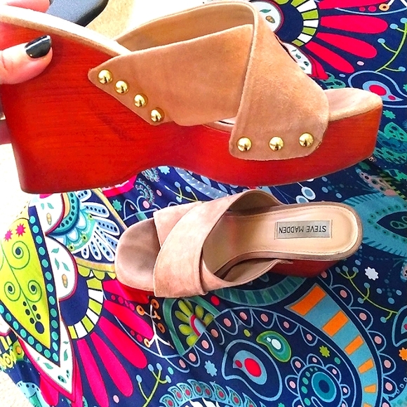 Elegant NWOT Steve Madden suede wedge sandals size 8 - Picture 6 of 7